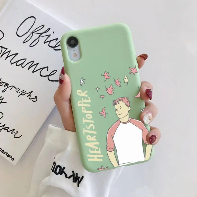 

FHNBLJ Heartstopper Phone Case for iPhone 11 12 13 Mini Pro Xs Max 8 7 6 6S Plus X XR Solid Candy Color Case