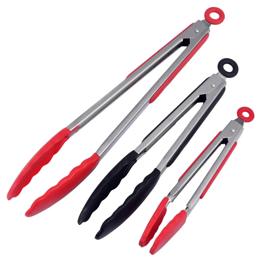 

Silicone BBQ Grilling Tong Kitchen Cooking Salad Bread Serving Tong Non-Stick Barbecue Clip Clamp Stainless Steel Tools Gadgets