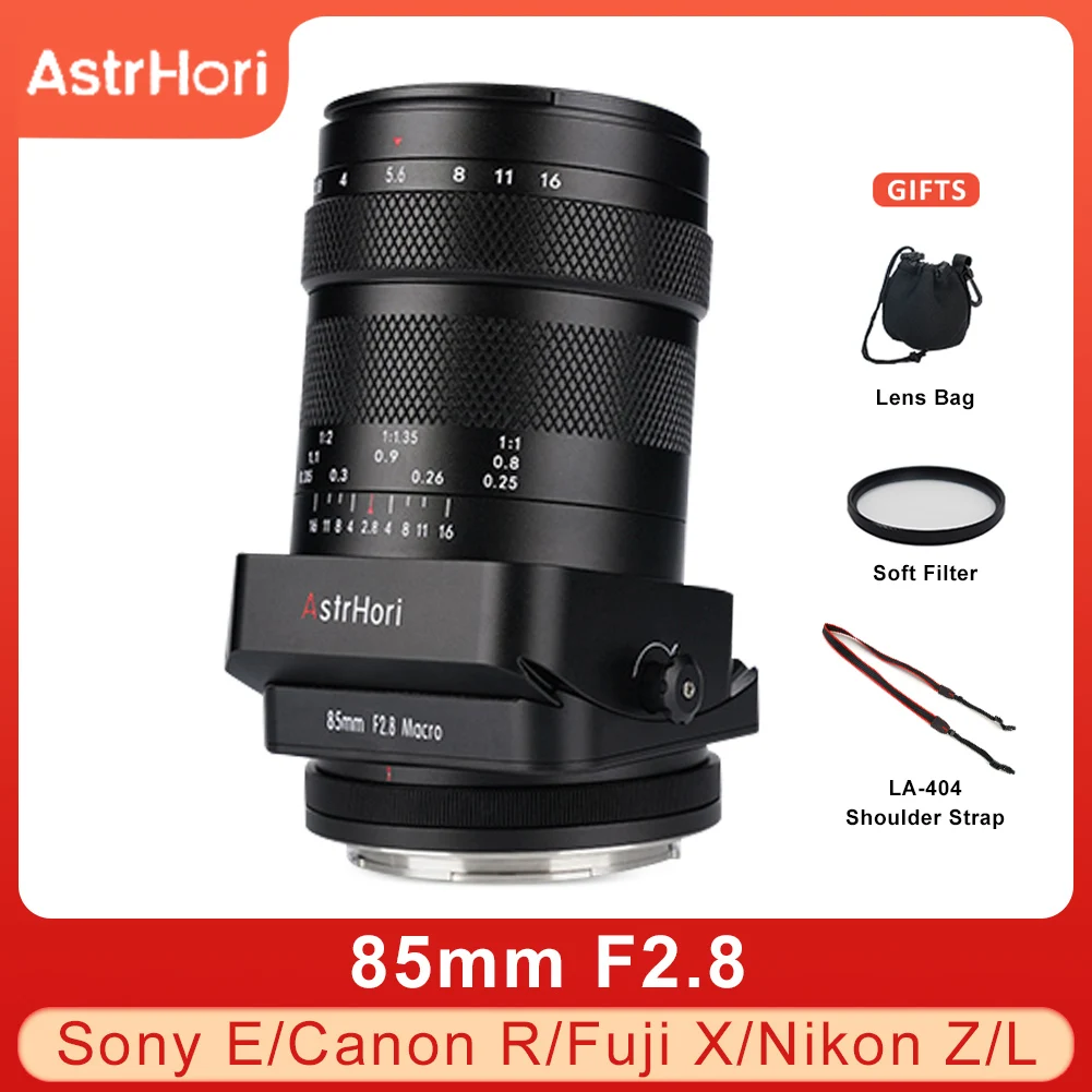

AstrHori 85mm F2.8 Full Frame Macro Tilt-shift Manual Lens for Sony E Nikon Z Fuji X Canon R RF EOSR Leica L Sigma L Mount