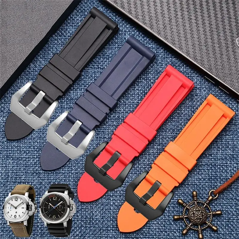 Силиконовый ремешок SCHIK для наручных часов PAM111 386 441 series 20 мм 22 24 26