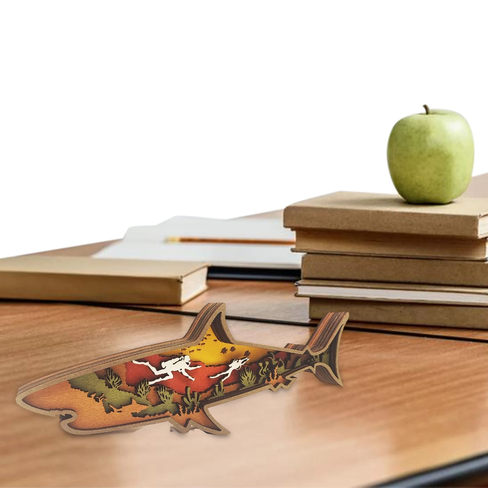 

Деревянная настольная статуя акулы, декор ручной работы, специальный орнамент, статуэтка, резьба по океану, берегу