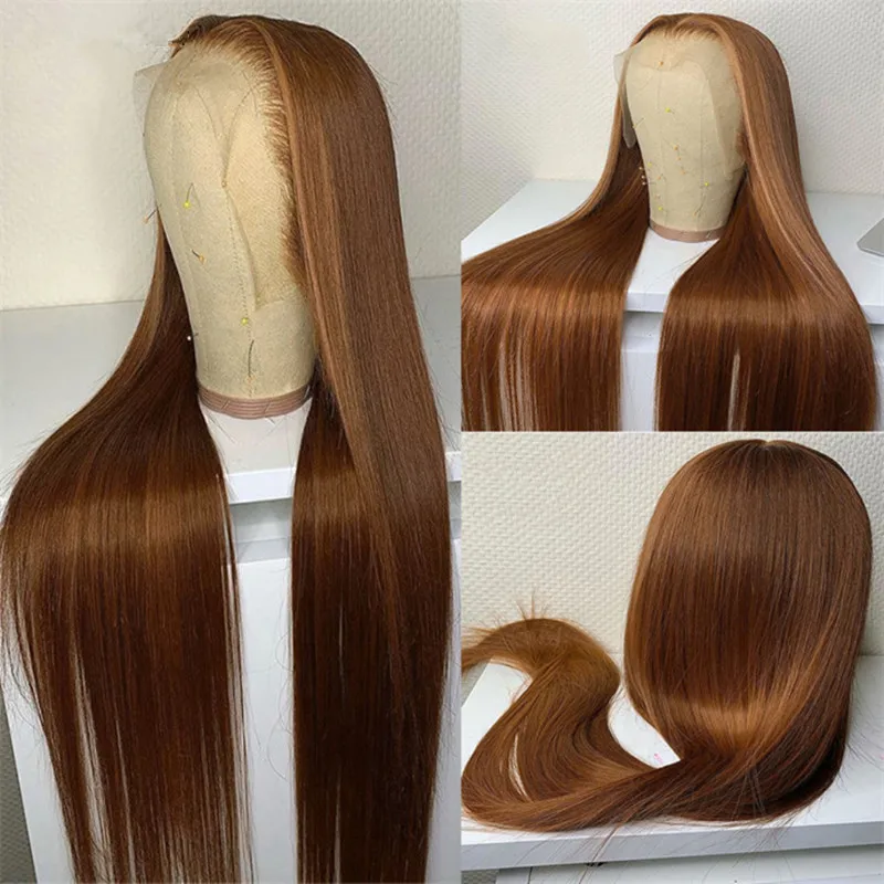 

Natural Preplucked Soft 180 Density 26Inch Blonde 30 Silky Straight Long Hairline Glueless Lace Front Wig For Women Babyhair