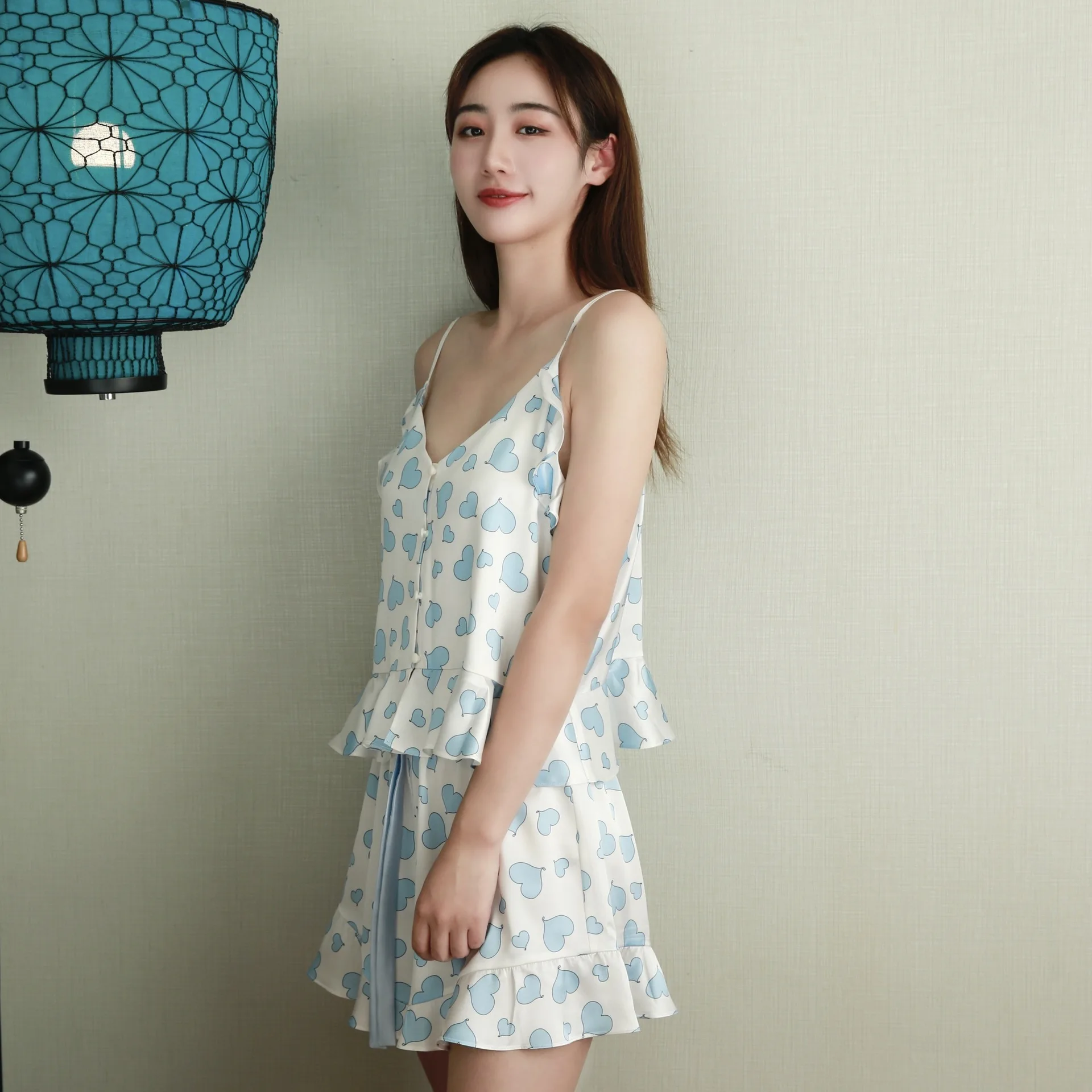 

Пижама на пуговицах с принтом и V-образным вырезом, 2 шт.