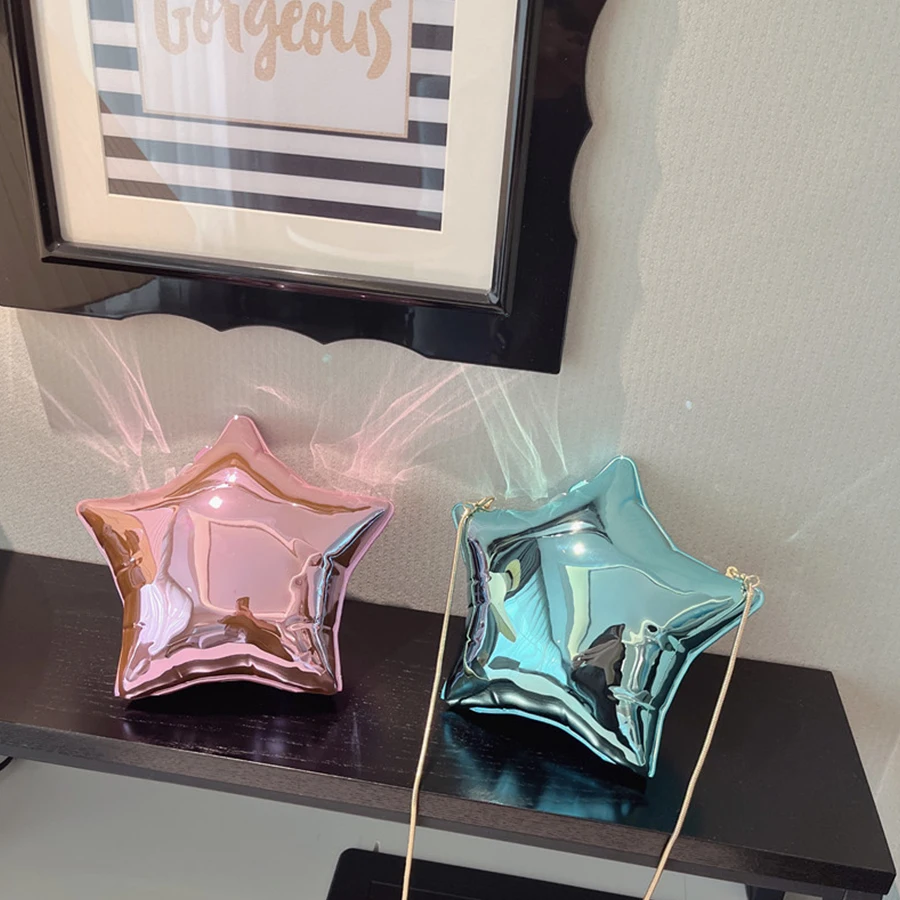 Серебряные Акриловые вечерние сумки в форме звезды женские цепочки из бутика