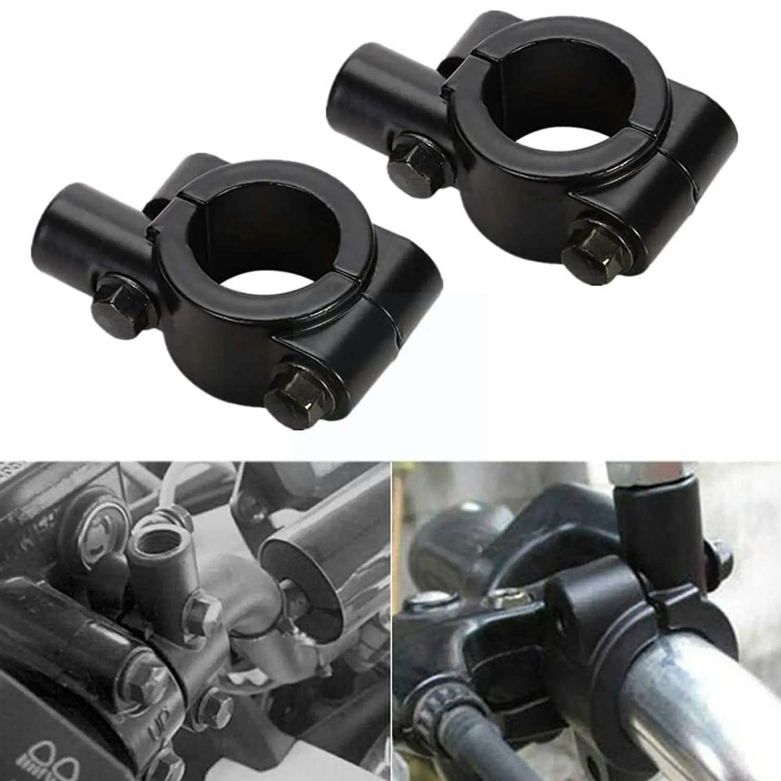

Black Silver Motorcycle Mirror Mount Clamp Rearview Handlebar Rear View Mirror Holder Accessories Size For M8 M10 22mm 25mm S0b6