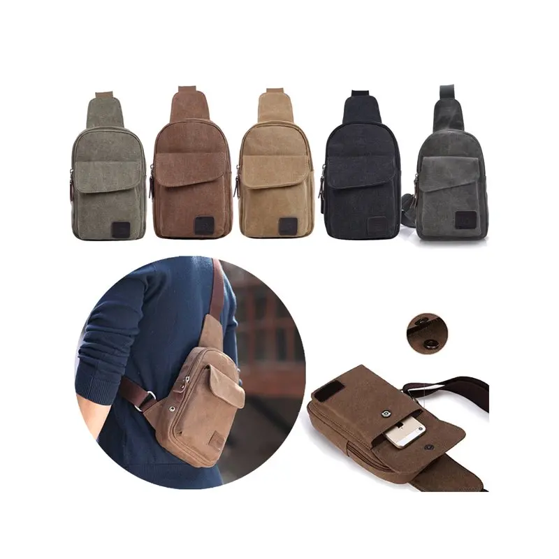 Fashionable Leisure Men's Crossbody Canvas One Shoulder Backpack Oblique Chest Pack Shouler Bag