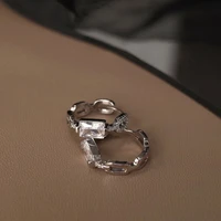 modoma 2022 new geometric hollow design earrings for women luxury micro set zircon clip on earrings korean fashion party jewelry