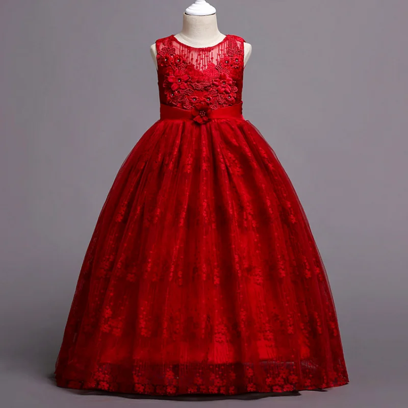 Детские платья кружевные для девочек свадебные однотонные принцессы больших