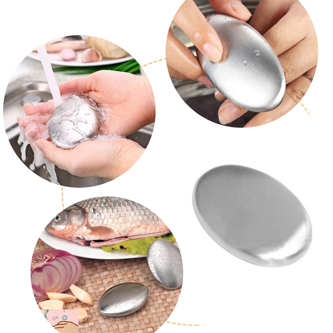 

Household Hand Cleaning Soap Odor Remover Stainless Steel Soap Kitchen Bar Eliminating Odor Remover Portable Cleaning Tools