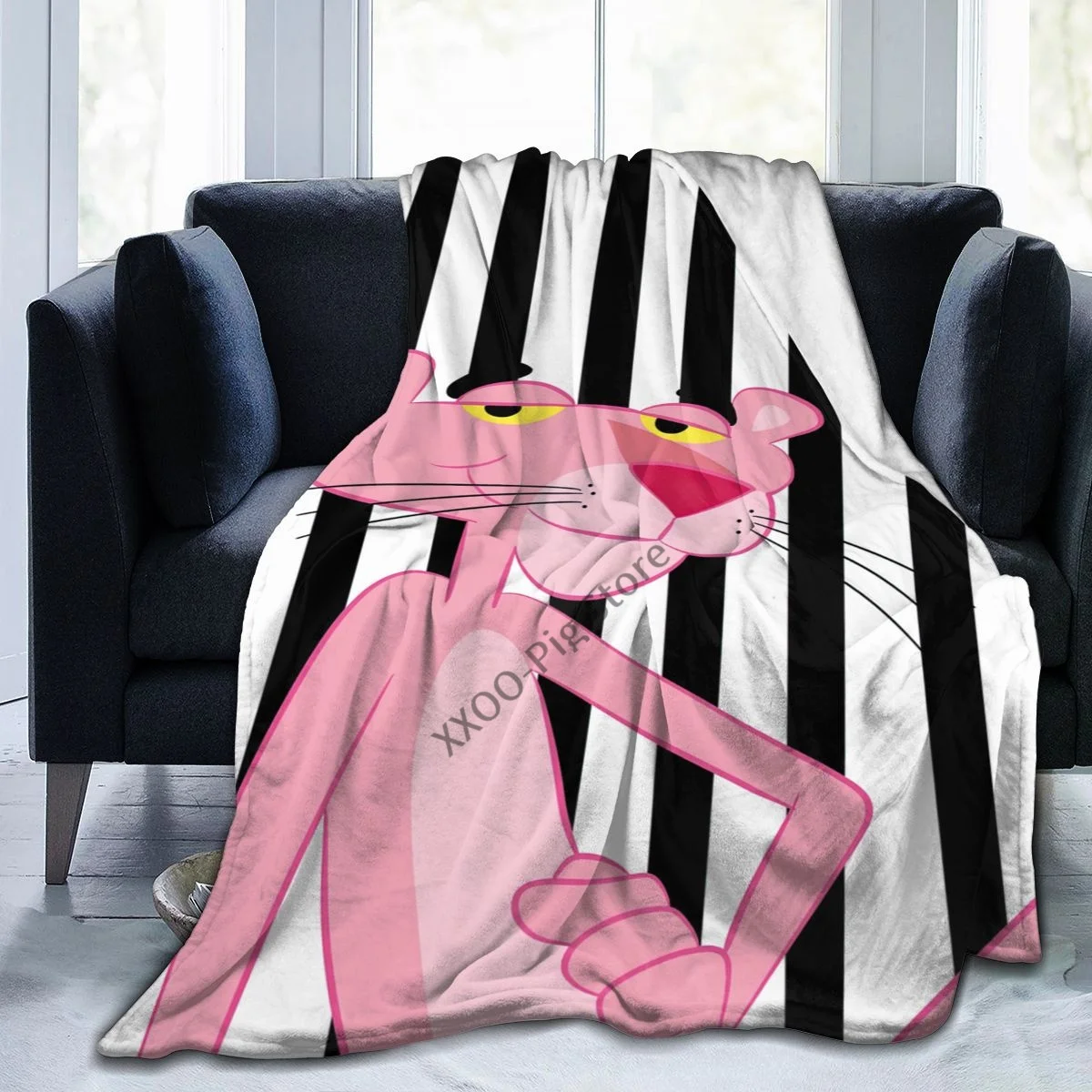 

Cartoon Pink Panther Throw Blanket Fuzzy Warm Throws for Winter Bedding 3D Printing Soft Micro Fleece Blanket