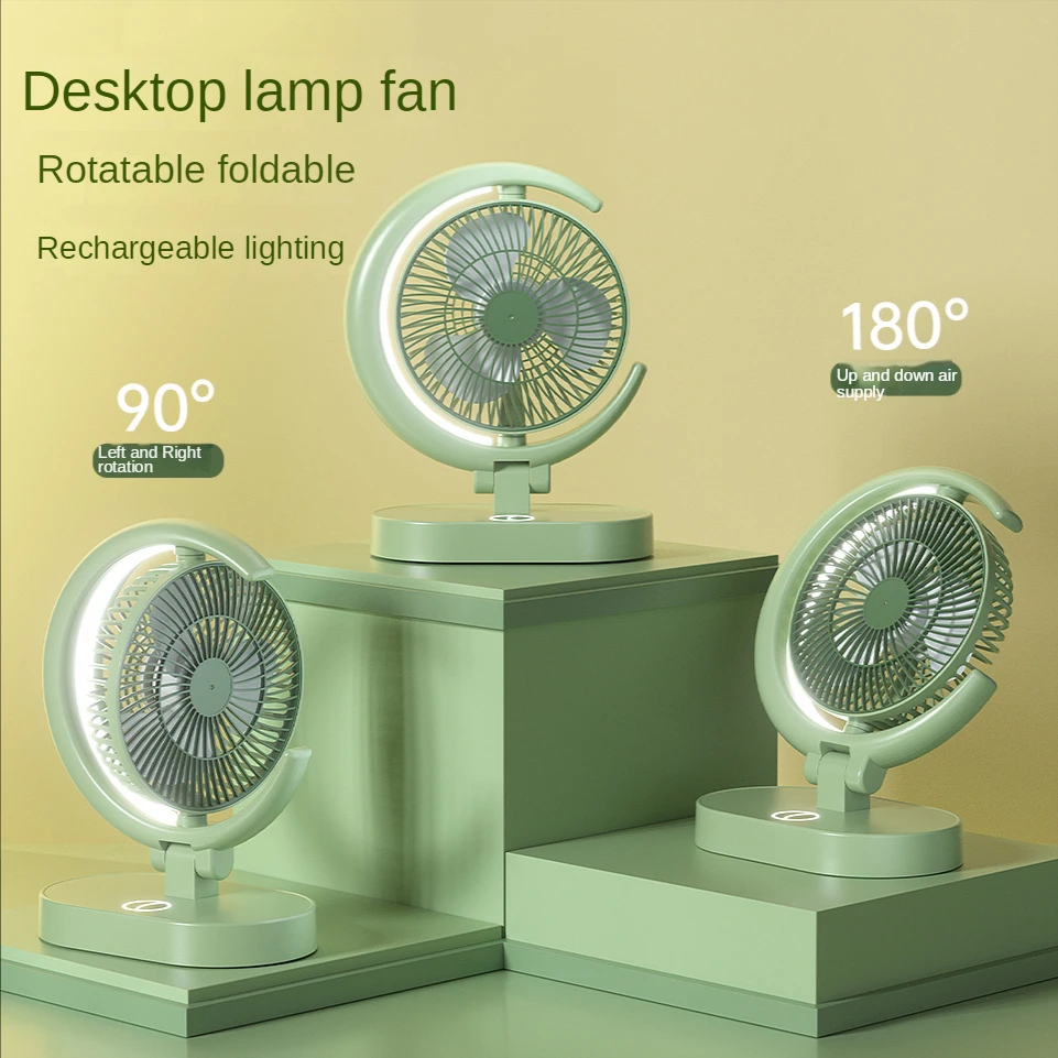 

2023 New USB Charging Fan Fashionable Multi-function USB Circulating Fan Hot Sale with Night Light Rotary Folding Fan