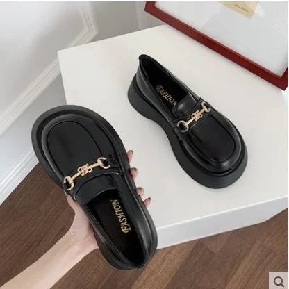 

Black Platform Shoes Women's Loafers Casual Pumps Women's Shoes 2022 Trend Spring Design Luxury Heels Woman Sneakers Large Size