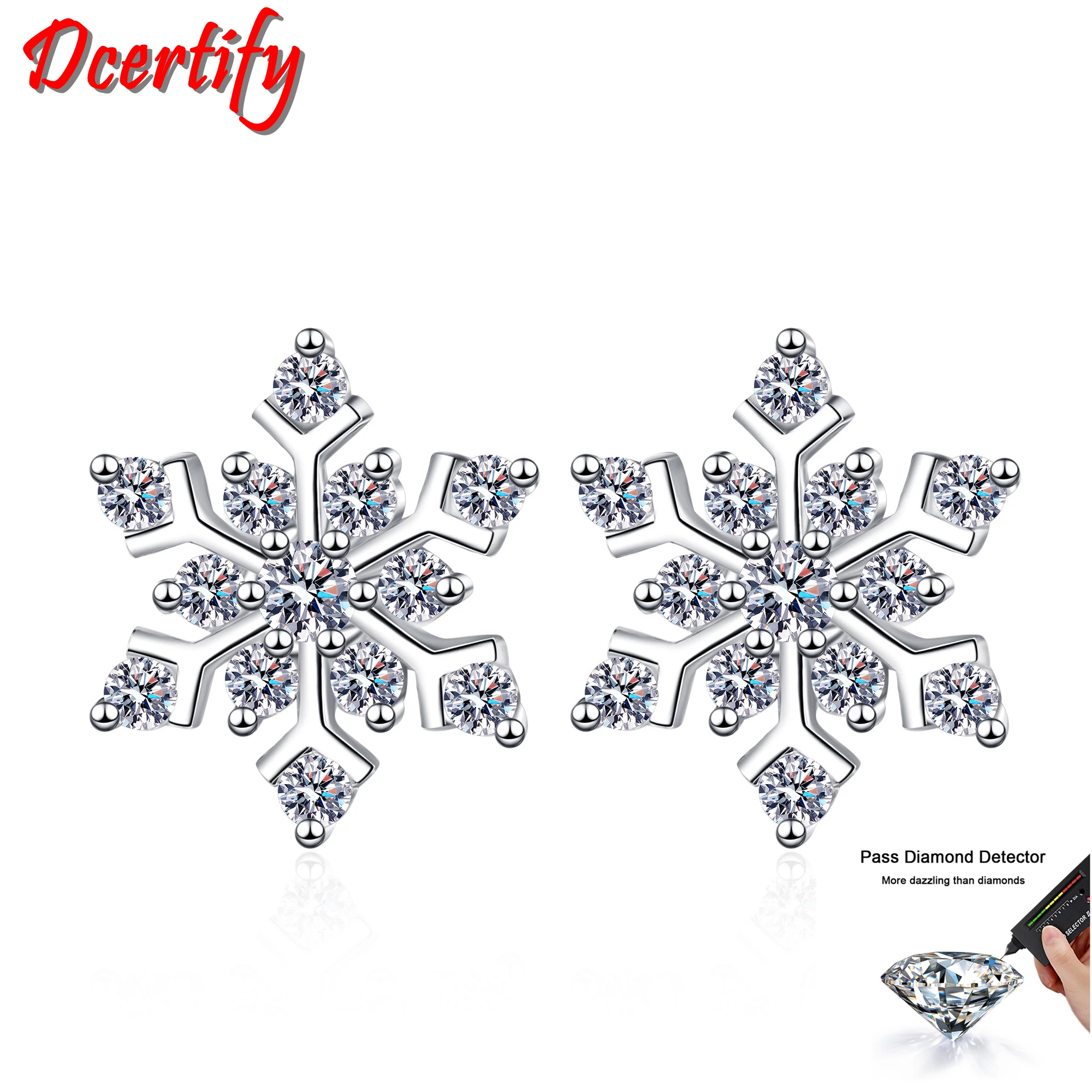 

Total 0.76CT SnowFlake Moissanite Earrings Stud Women Sterling Silver White Gold VVS Diamond Ear Studs Jewelry Gift Wholesale