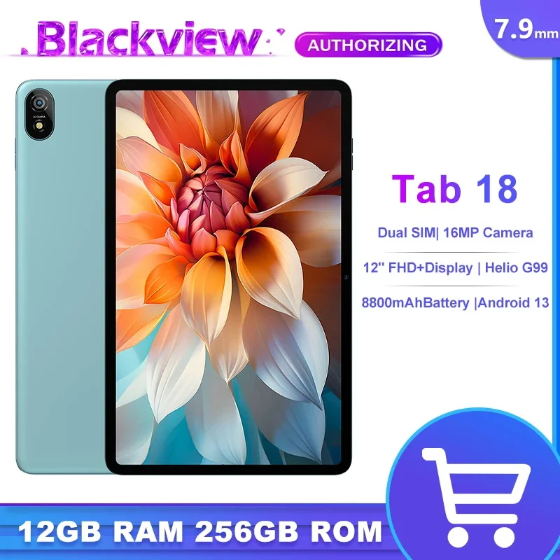 Blackview Tab 18 планшет 12 Гб + ОЗУ 256 ПЗУ дюймов 2 4 K FHD дисплей Helio G99 аккумулятор 8800 мАч