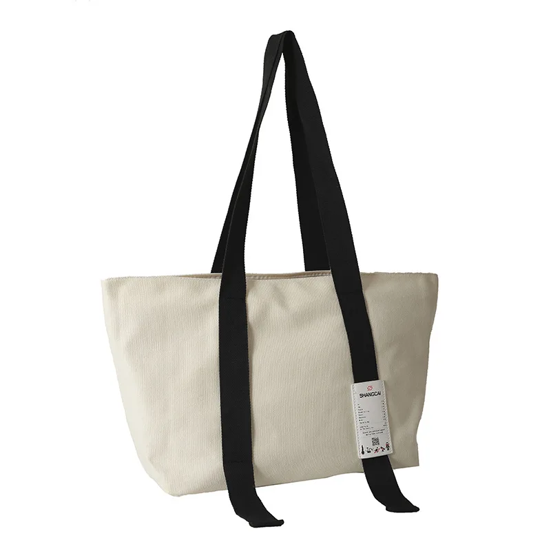 

Вместительная парусиновая сумка для женщин, новинка 2023, модная Холщовая Сумка контрастных цветов на плечо, универсальная Повседневная Сумка-тоут, тренд 2879