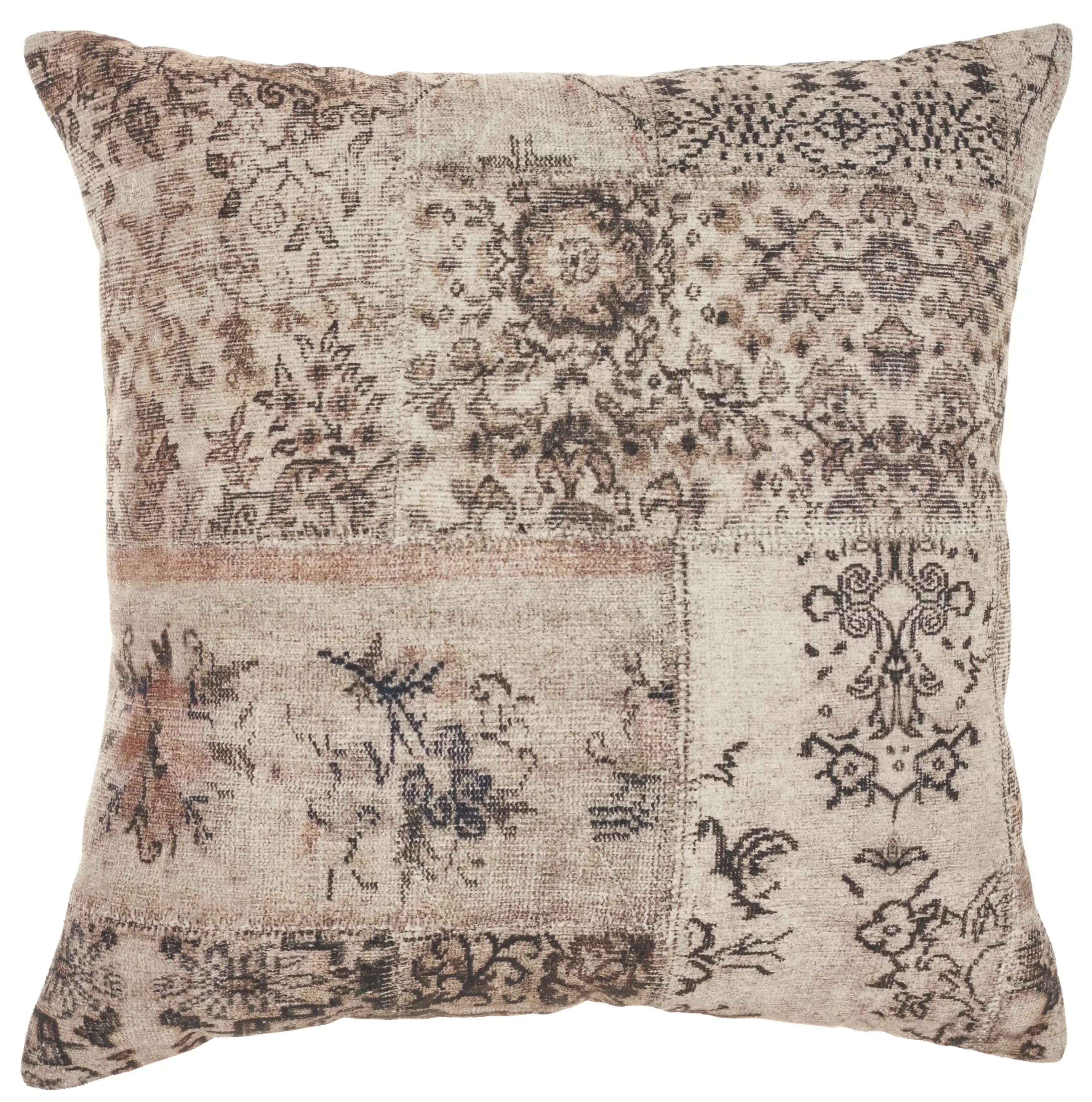 

Nicole Persian Patchwork 20" X 20" Grey/Multi Throw Pillow