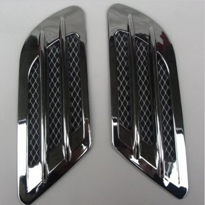 

2Pcs/Set Car Styling 3D Fake Vents Decorative Outlet Side Stickers Car Side Air Flow Vent for Fender Hole Cover Grille Intake