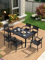 Outdoor leisure tables and chairs plastic wood outdoor commercial Cafe Chair terrace courtyard negotiation table dining table di
