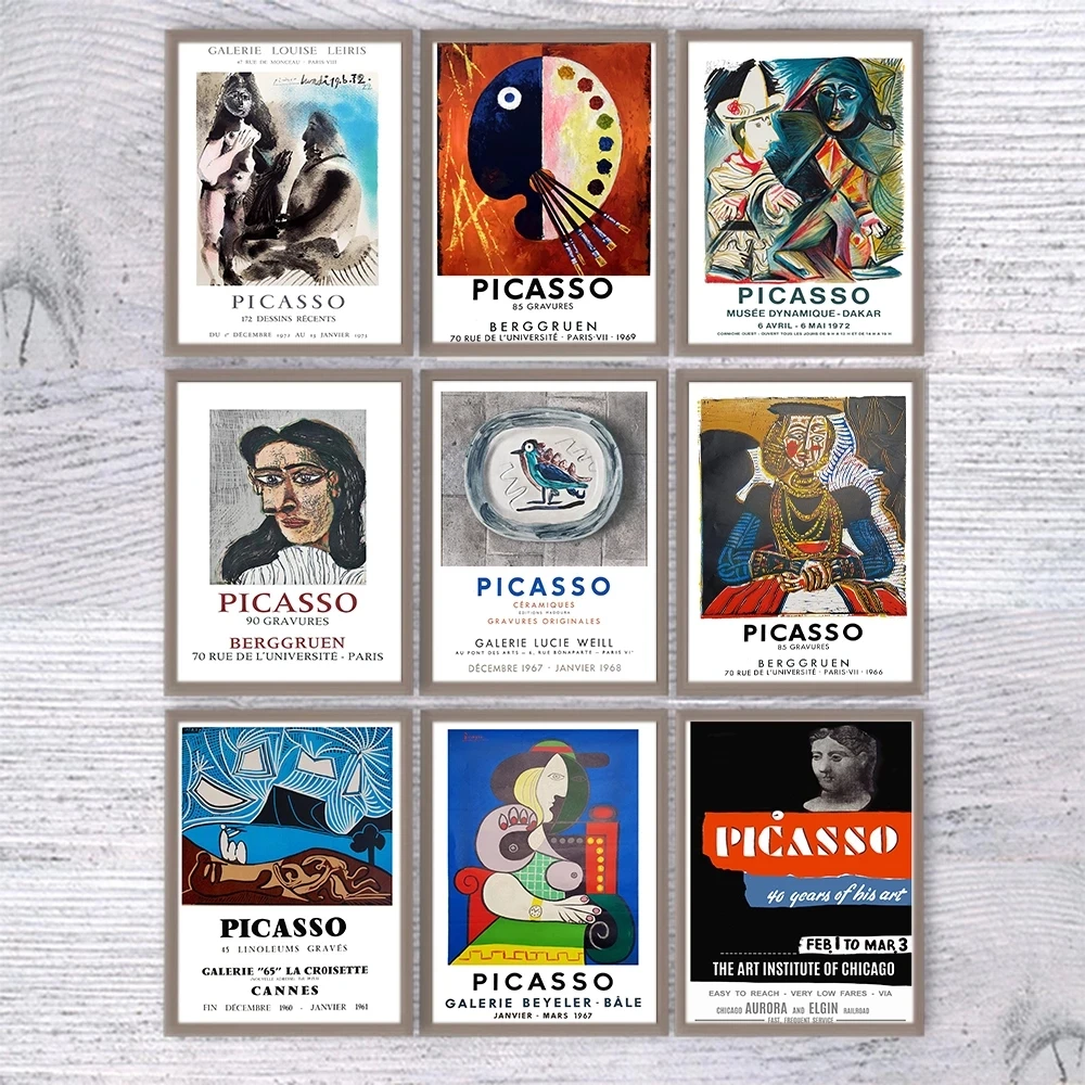 

Picasso Figure Portrait Vintage Abstract Painting Exhibition Poster Canvas Print Wall Pictures Bedroom Living Room Home Decor