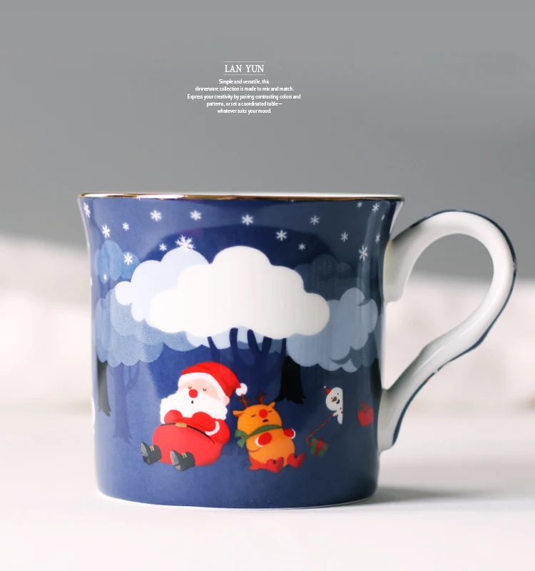 

Little snow man mark cup Christmas snow man bone porcelain cup painted gold coffee milk tea cup little lovely Christmas gift