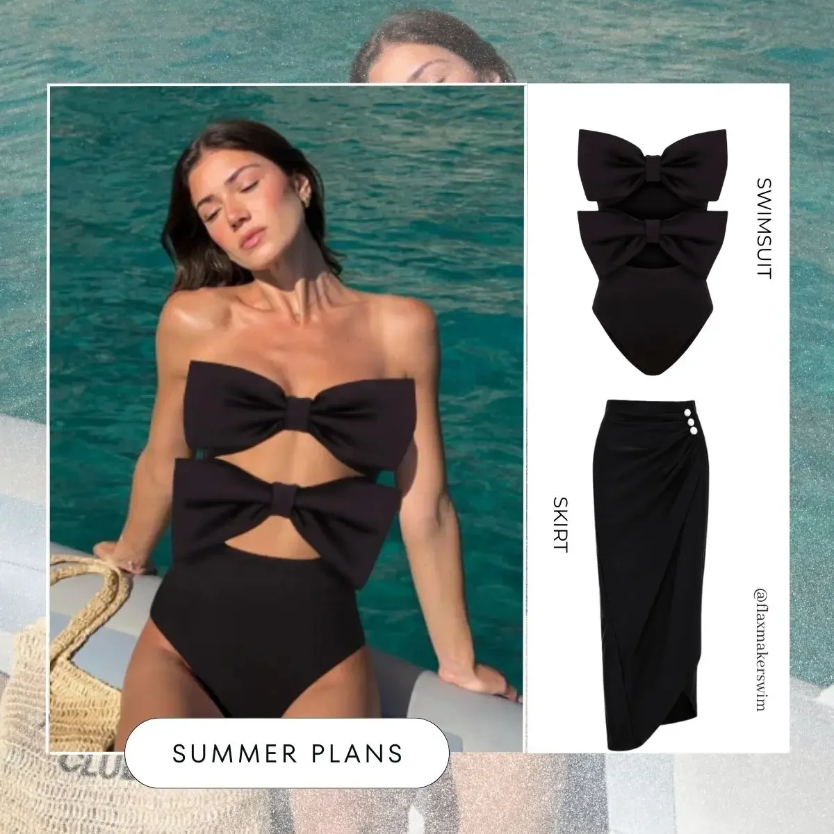 Слитный купальник FLAXMAKER с красным бантом и вырезом саронг летний женская пляжная