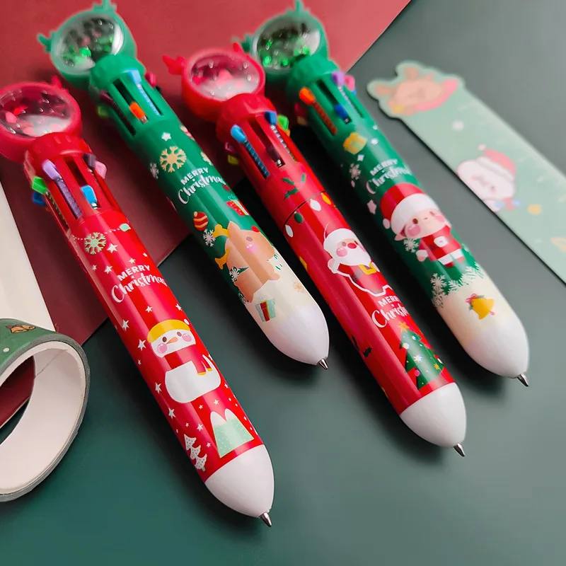 

1Pc Christmas Ballpoint Pen Cartoon Santa Claus Ten Color Pen Elk Xmas Boy Merry Christmas Home Decor Stationery