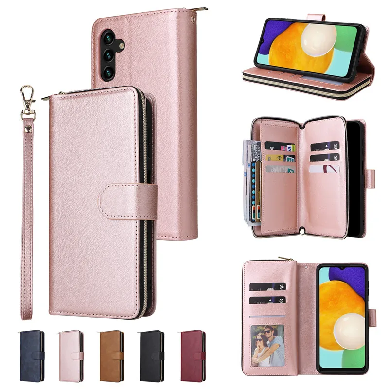 

Multi Card Slot Case for Samsung Galaxy A13 5G Luxury Leather Flip Zipper Wallet Case for Galaxy A13 Shell A 13 Phone Cover