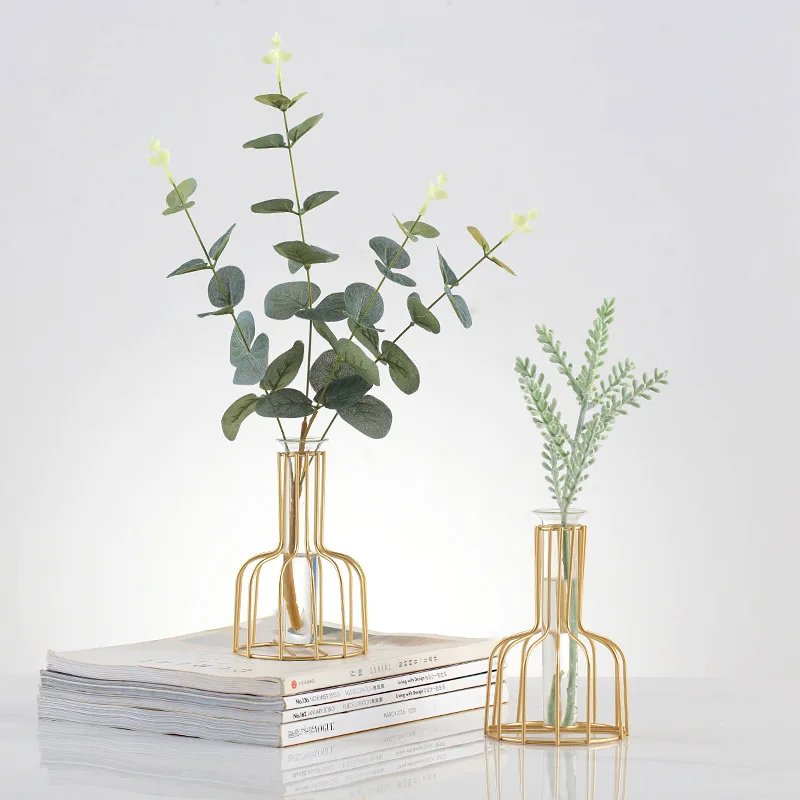 

Nordic Modern Vases for Interior Terrarium Iron Glass Vase Home Decoration Accessories Hydroponic Plant Vase Office Desktop