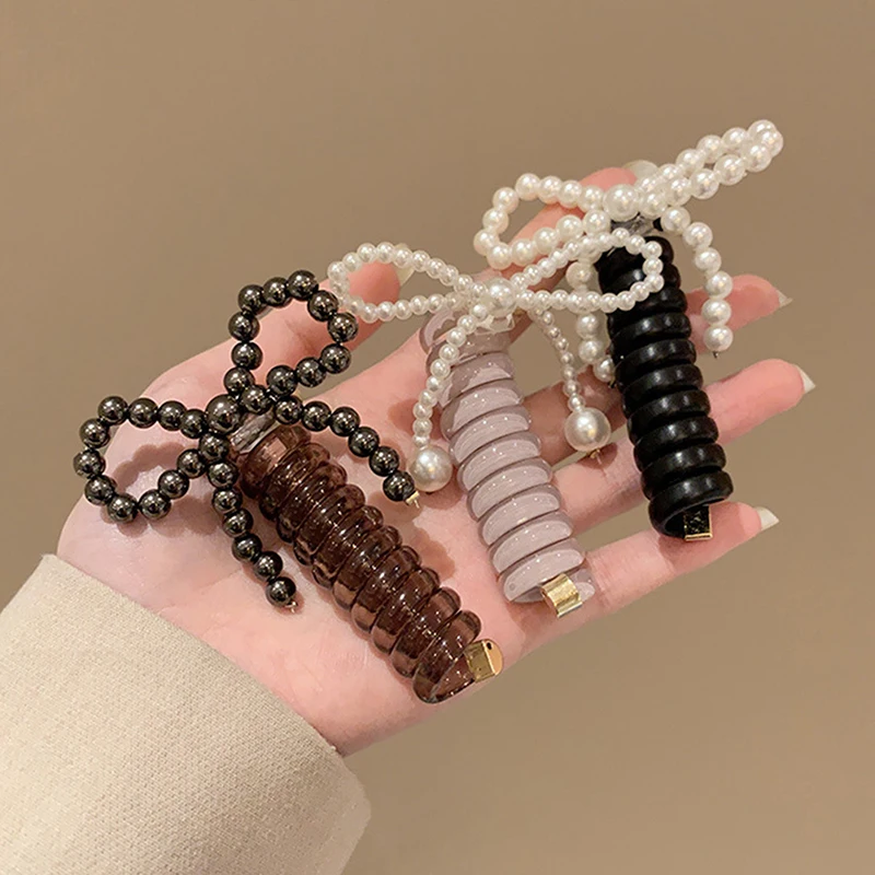 Модный бант из бисера телефонная проволока повязка для волос хвост коса