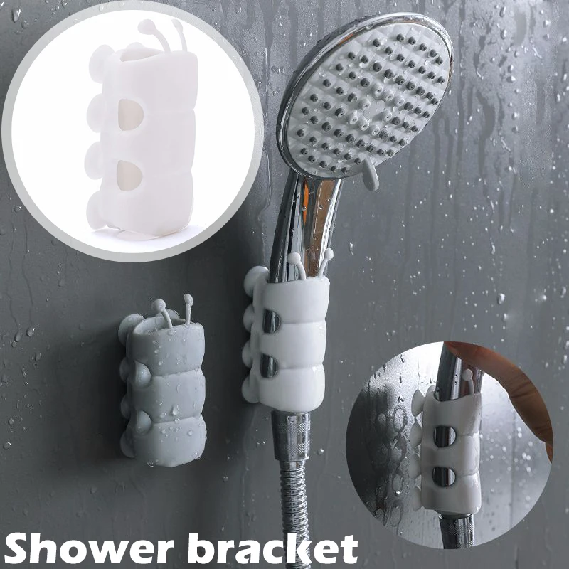 

Shower Head Holder Reusable Shower Bracket Movable Suction Cup Caterpillar Shape Rack Bathroom Accessories Accesorios Para Baño