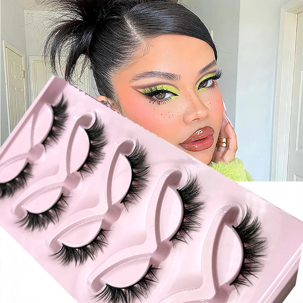 Набор Из 5 Штук кошачий Глаз В Стиле Лисы Винтажном Nакладные Ресницы На Лето