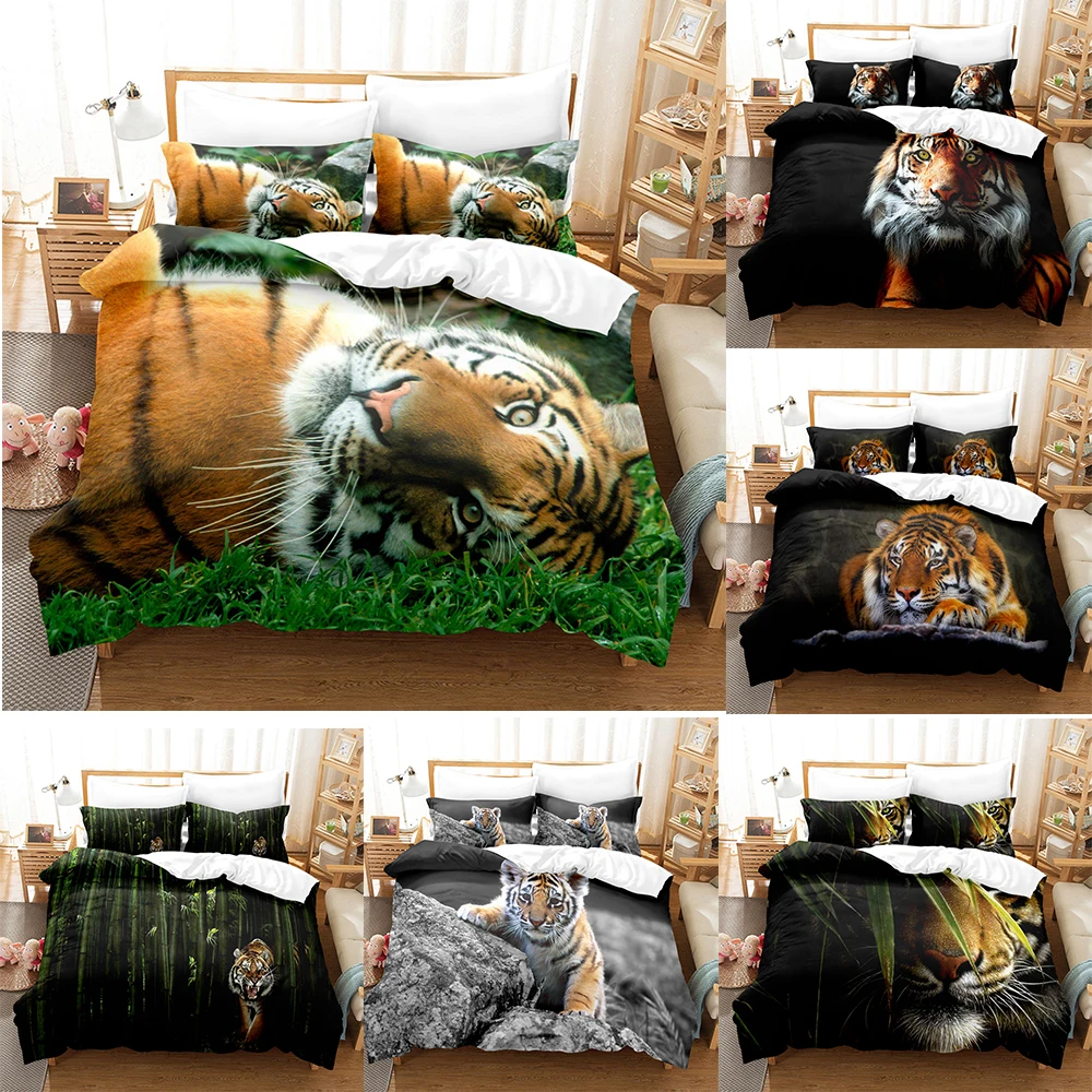 

3D Tigers Bedding Set Design Animal Duvet Cover Set Pillow Cover Sets King Queen Single Twin Size