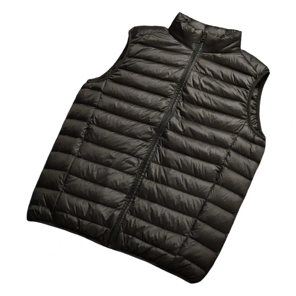 Stylish Winter Waistcoat Solid Color Sleeveless Neck Protection Winter Waistcoat  Stand Collar Down Waistcoat for Daily Wear
