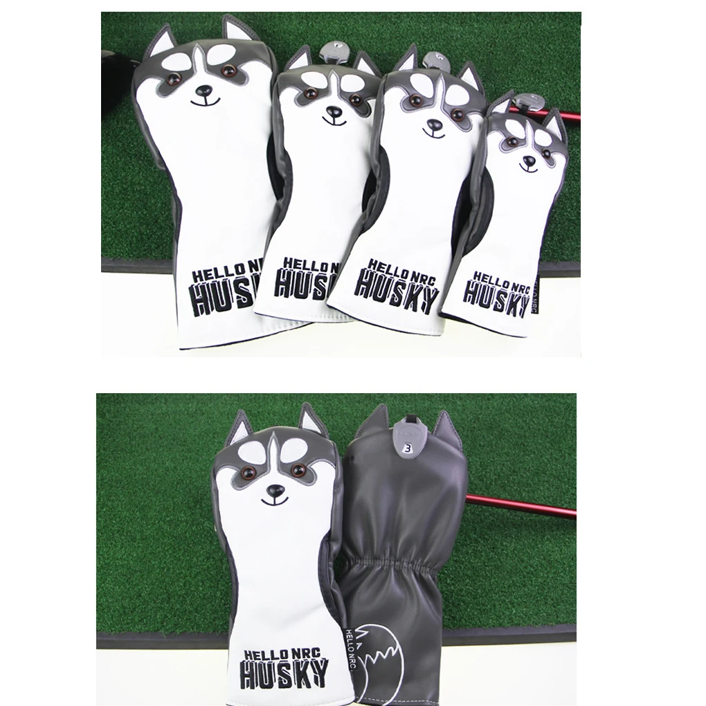 

Golf Club Covers Animal Husky Pet Head Cover Sport PU Golfs Heads Protector in Bag Package for Adults Trainers