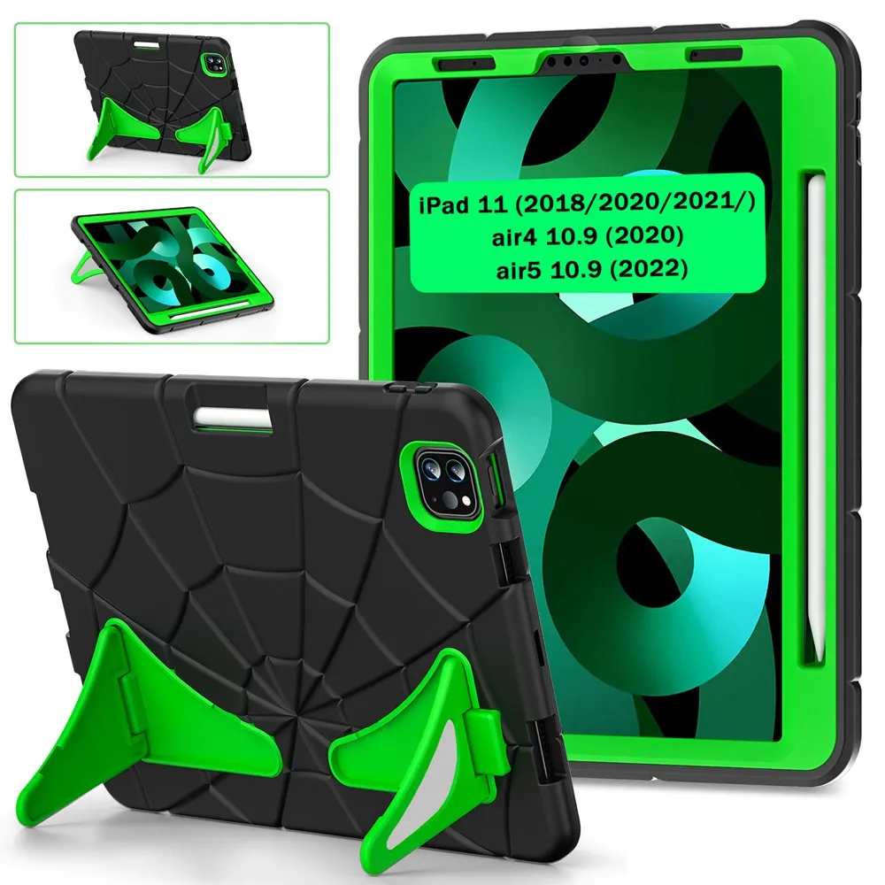 

Case for Ipad 11 Inch ShockProof Silicon + PC Full Body Cover Stand Case for Kids for IPad Air 4 5 10.9 Inch 3in 1 Case Coque