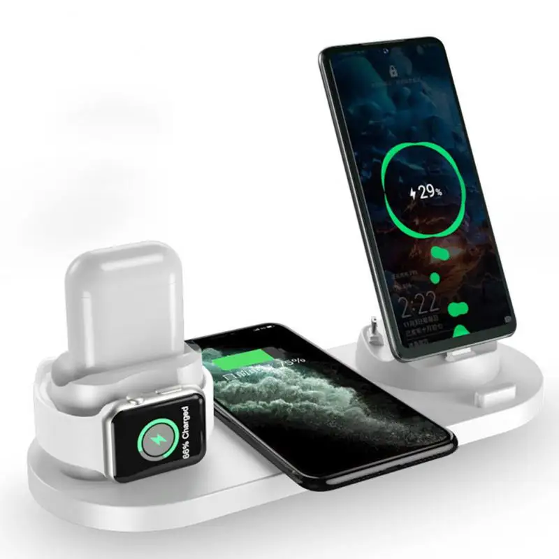 

6 In 1 Multifunctional 10W QI Wireless Charger For Apple Watch Headset IPhone Xiaomi Samsung HuaWei Quick Wireless Charging