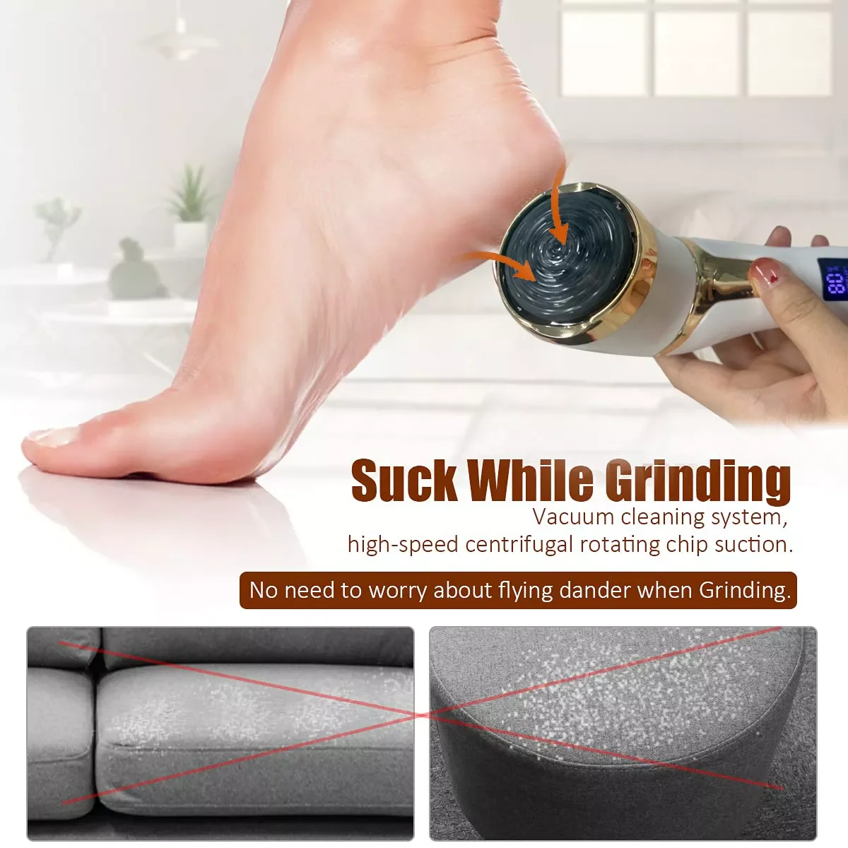 Foot File Rechargeable Waterproof Hard Skin Remover Foot with 3 Rollers Foot Files for Hard Skin and Dead Skin enlarge