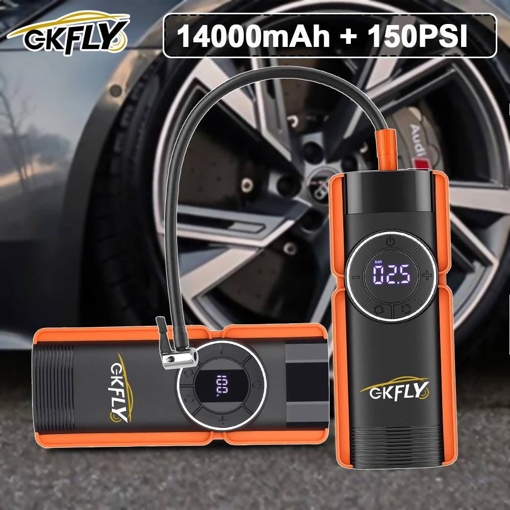 GKFLY 1000A Car Jump Starter with Air Compressor Portable Power Bank Emergency Power Supply Starting Cable For Gas 6L Diesel 4.5