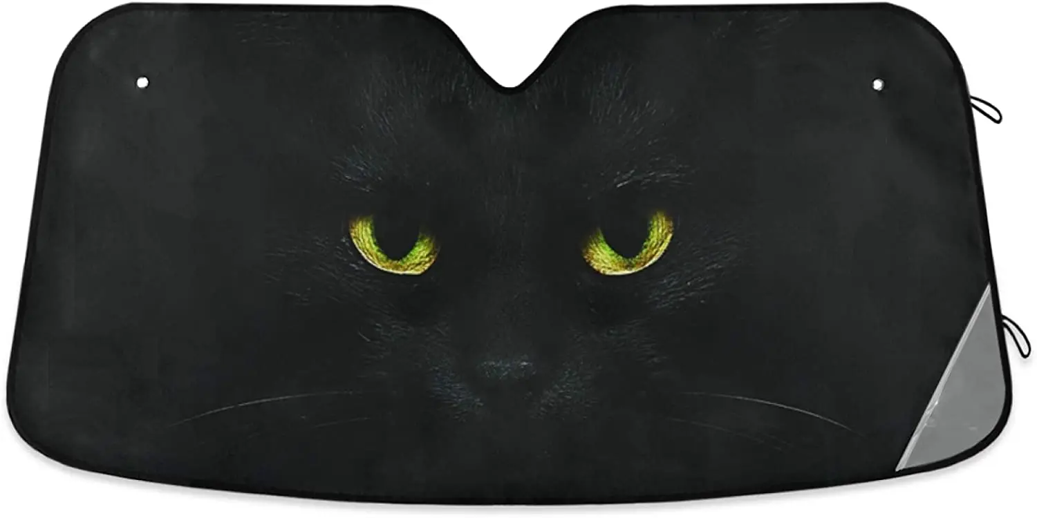 

Oarencol Parasol plegable para parabrisas de coche con ojos de gato negro para mantener tu vehículo fresco (55 x 27.6 pulgadas)