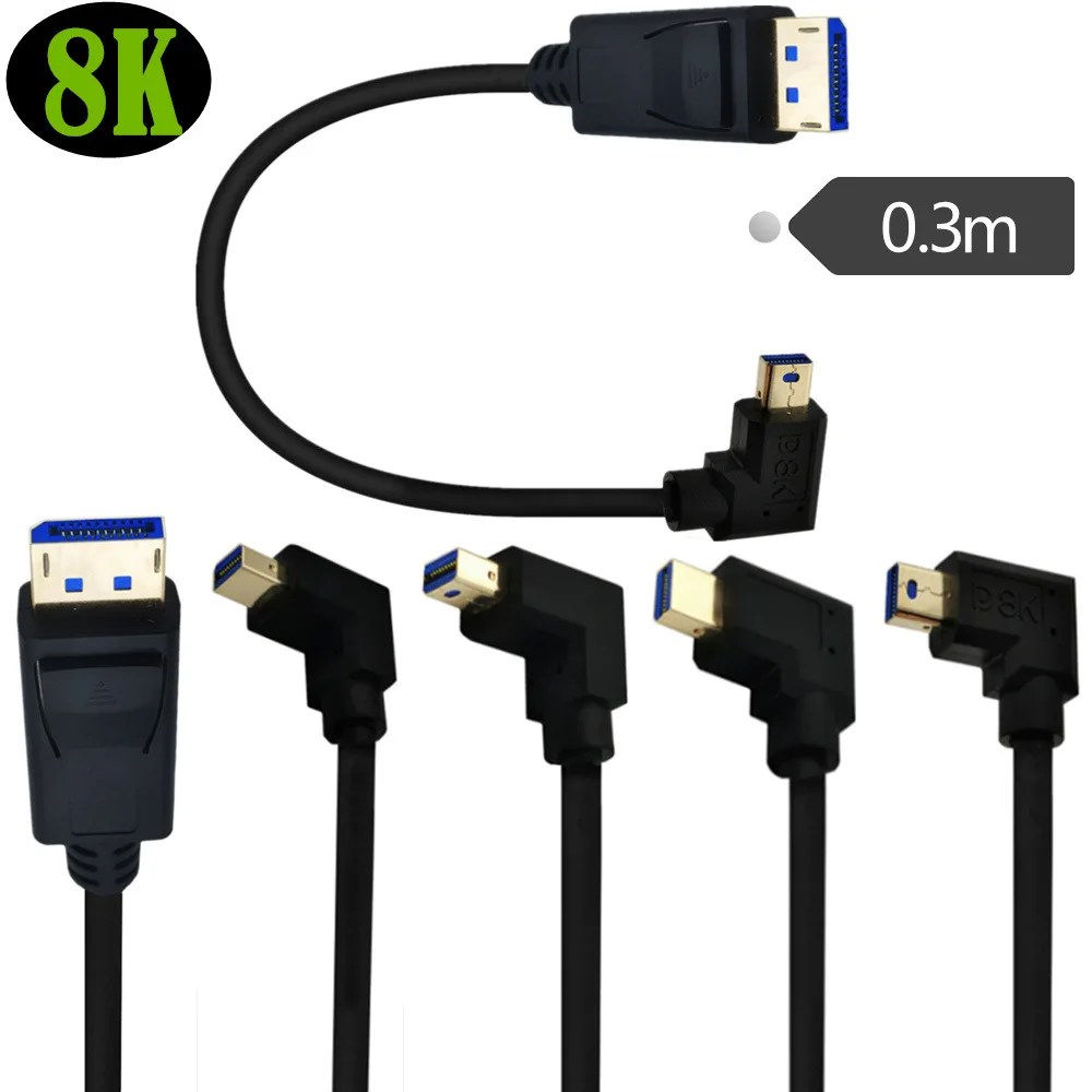 

8K 1.4V up to 8K/60Hz, 4K/144Hz Supported, DisplayPort to Mini DisplayPort Male to Male Adapter 0.3m