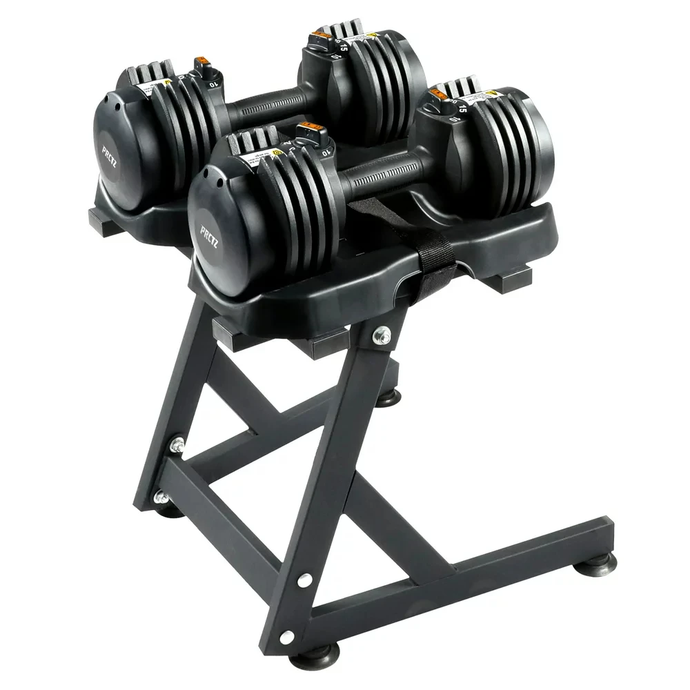 

10-30lb Quick Select Adjustable Dumbbell Pair with Dumbbell Stand Combo