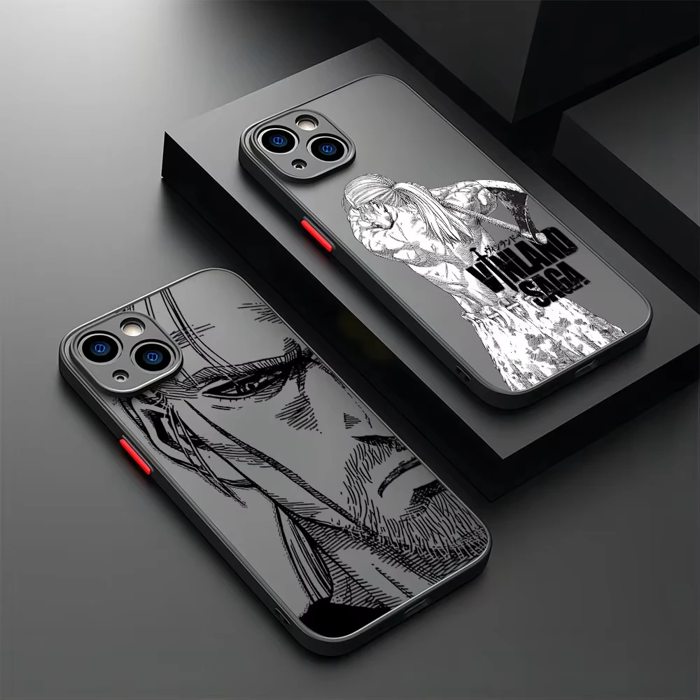 Черный чехол для телефона Anime Vinland Saga iPhone 16 15 14 13 12 11 Pro Max X XR XS 8 7 Plus Mini SE 2020 2022 матовый