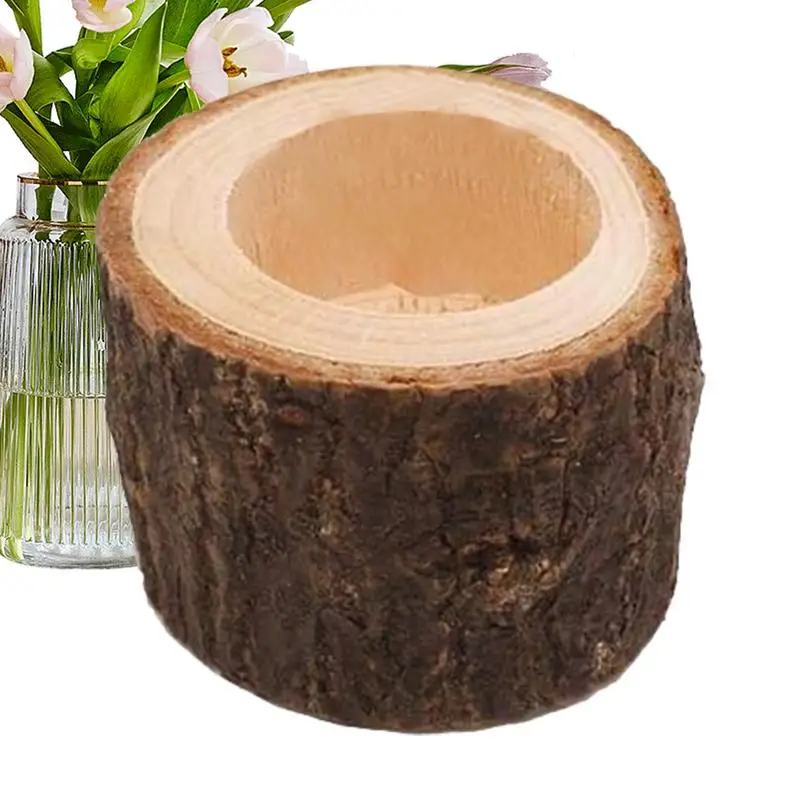 Деревянные подсвечники для чайных свечей маленькие в деревенском стиле