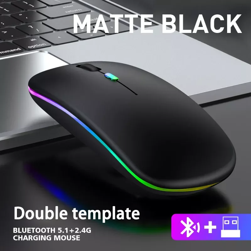 

5.2 Wireless mouse With USB Rechargeable RGB Mouse For Laptop Computer PC Macbook Gaming Mouse 2.4GHz 1600DPI