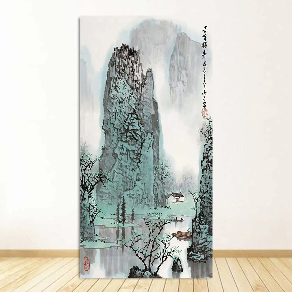 

Классическое китайское оформление, большой размер, Настенная картина для гостиной, домашний декор, 7 больших размеров, Картина на холсте