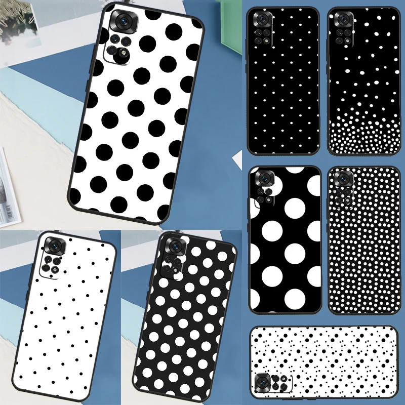 Black And White Polka Dot Funda For Xiaomi Redmi Note 12 Turbo 8 9 10 11 Pro 8T 9S 10S 11S 12S Redmi 10C 9C 12C Case