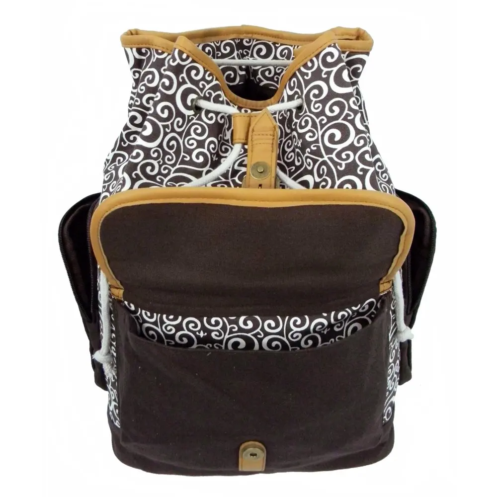 Unisex Cotton Daypack Casual Canvas Laptop Backpack Ipad Tablet Bookbag Printed College School Bag Fit 15 inch Computer MacBook