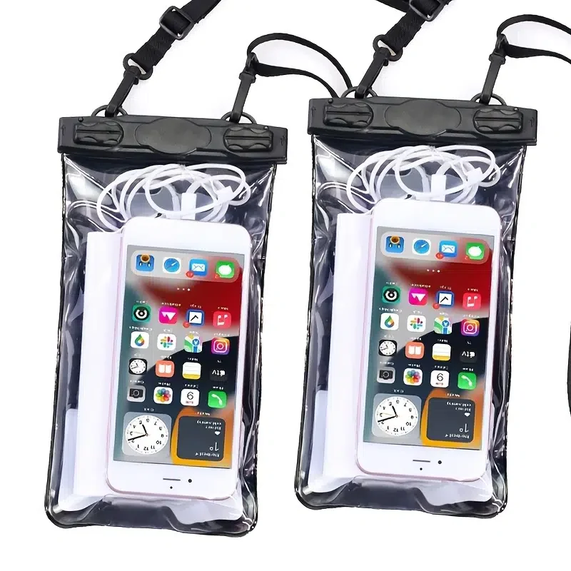 

2pcs Oversized Mobile Phone Waterproof Dustproof Bag Touch Screen For Diving Swimming Sealing