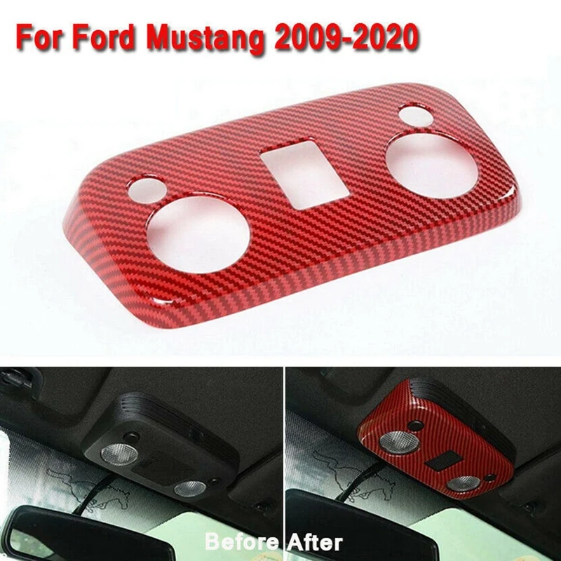 

Roof Reading Light Lamp Panel Trim Decor Cover For Ford Mustang 2009-2019 Red Carbon