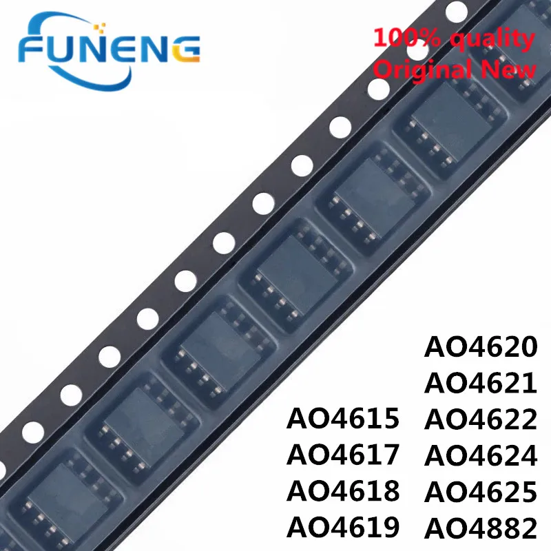 10 шт., 100% Новый чипсет AO4615 AO4617 AO4618 AO4619 AO4620 AO4621 AO4622 AO4624 AO4625 AO4882 SOP-8 MOS FET